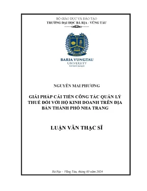 Luận văn thạc sĩ giải pháp cải tiến công tác quản lý thuế đối với hộ kinh doanh trên địa bàn thành phố nha trang