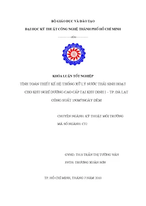 Luận văn tính toán thiết kế hệ thống xử lý nước thải sinh hoạt cho khu nghỉ dưỡng cao cấp tại khu vực dinh i tp đà lạt công suất 150m3 ngày đêm