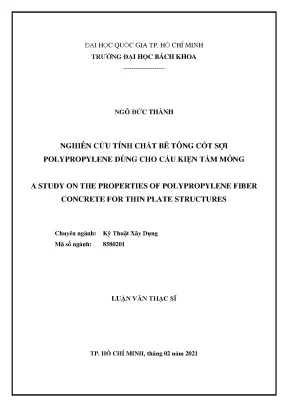 Luận văn thạc sĩ kỹ thuật xây dựng nghiên cứu tính chất bê tông cốt sợi polypropylene dùng cho cấu kiện tấm mỏng