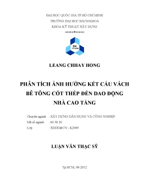 Luận văn thạc sĩ kỹ thuật xây dựng phân tích ảnh hưởng kết cấu vach bê tông cốt thép đến dao động nhà cao tầng
