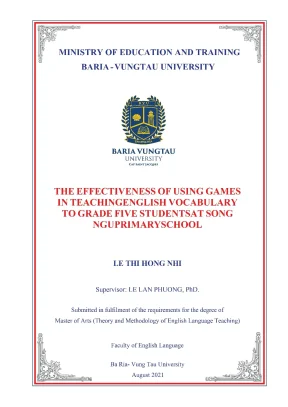 Luận văn thạc sĩ the effectiveness of using games in teaching english vocabulary to grade five students at song ngu primary school