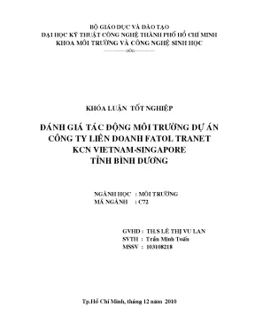 Luận văn tốt nghiệp đánh giá tác động môi trường dự án công ty liên doanh fatol tranet