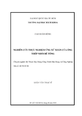 Luận văn thạc sĩ kỹ thuật xây dựng nghiên cứu thực nghiệm ứng xử xoắn của ống thép nhồi bê tông