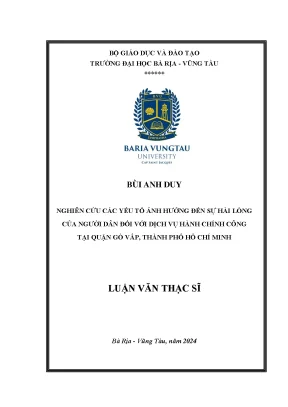Luận văn thạc sĩ nghiên cứu các yếu tố ảnh hưởng đến sự hài lòng của người dân đối với dịch vụ hành chính công tại quận gò vấp thành phố hồ chí minh