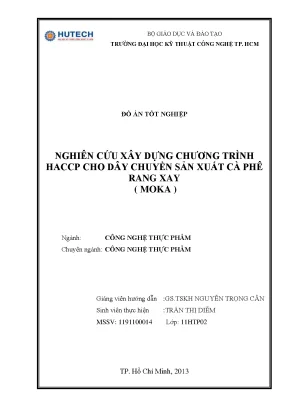 Luận văn nghiên cứu xây dựng chương trình haccp cho dây chuyền sản xuất cà phê rang xay moka