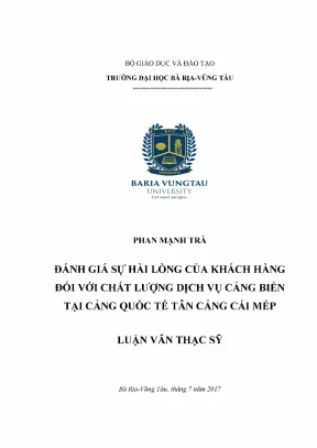 Luận văn thạc sĩ đánh giá sự hài lòng của khách hàng đối với chất lượng dịch vụ cảng biển tại cảng quốc té tân cảng cái mép