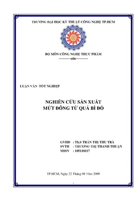 Luận văn nghiên cứu sản xuất mứt đông từ quả bí đỏ
