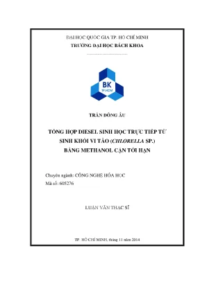 Luận văn thạc sĩ công nghệ hóa học tổng hợp diesel sinh học trực tiếp từ sinh khối vi tảo chlorella sp bằng methanol cận tới hạn