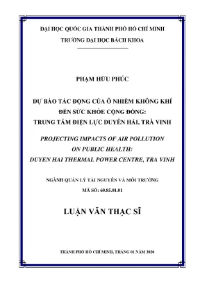 Luận văn thạc sĩ quản lý tài nguyên và môi trường dự báo tác động của ô nhiễm không khí đến sức khỏe cộng đồng trung tâm điện lực duyên hải trà vinh