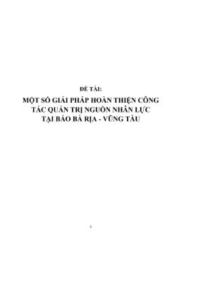 Luận văn thạc sĩ một số giải pháp hoàn thiện công tác quản trị nguồn nhân lực tại báo bà rịa vũng tàu