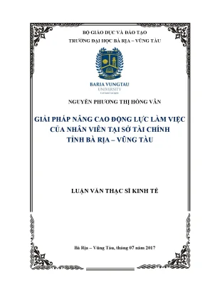 Luận văn thạc sĩ giải pháp nâng cao động lực làm việc của nhân viên tại sở tài chính tỉnh bà rịa vũng tàu