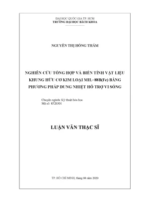 Luận văn thạc sĩ kỹ thuật hóa học nghiên cứu tổng hợp và biến tính vật liệu khung hữu cơ kim loại mil88b fe bằng phương pháp dung nhiệt hỗ trợ vi sóng