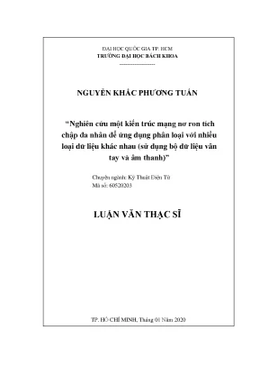 Luận văn thạc sĩ kỹ thuật cơ điện tử nghiên cứu một kiến trúc mạng nơ ron tích chập đa nhân để ứng dụng phân loại với nhiều loại dữ liệu khác nhau sử dụng bộ dữ liệu vân tay và âm thanh