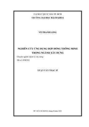 Luận văn thạc sĩ quản lý xây dựng nghiên cứu ứng dụng hợp đồng thông minh trong ngành xây dựng