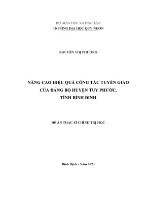 Luận văn thạc sĩ chính trị học nâng cao hiệu quả công tác tuyên giáo của đảng bộ huyện tuy phước tỉnh bình định