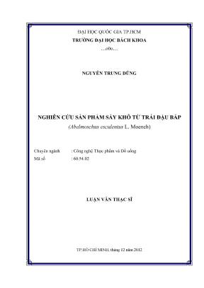 Luận văn thạc sĩ công nghệ thực phẩm nghiên cứu sản phẩm sấy khô từ trái đậu bắp abelmochus esculentus l moench