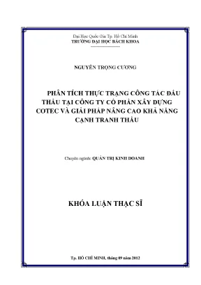 Luận văn thạc sĩ quản trị kinh doanh phân tích thực trạng công tác đấu thầu tại công ty cổ phần xây dựng cotec và giải pháp nâng cao cạnh tranh thầu