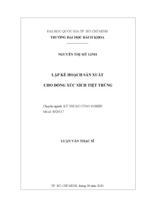 Luận văn thạc sĩ kỹ thuật công nghiệp lập kế hoạch sản xuất cho dòng xúc xích tiệt trùng