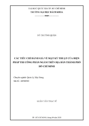 Luận văn thạc sĩ quản lý xây dựng các tiêu chí đánh giá về mặt kỹ thuật của biện pháp thi công phần ngầm trên địa bàn thành phố hồ chí minh