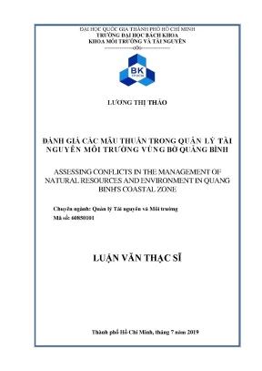 Luận văn thạc sĩ quản lý tài nguyên và môi trường đánh giá các mâu thuẫn trong quản lý tài nguyên môi trường vùng bờ quảng bình