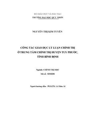 Luận văn thạc sĩ chính trị học công tác giáo dục lý luận chính trị ở trung tâm chính trị huyện tuy phước tỉnh bình định