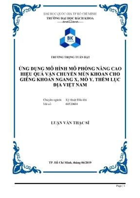 Luận văn thạc sĩ kỹ thuật dầu khí ứng dụng mô hình mô phỏng nâng cao hiệu quả vận chuyển mùn khoan cho giếng khoan ngang x mỏ y thềm lục địa việt nam