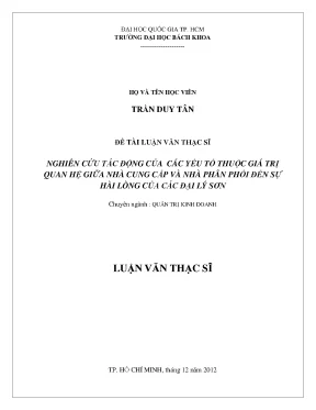 Luận văn thạc sĩ quản trị kinh doanh nghiên cứu tác động của các yếu tố thuộc giá trị quan hệ giữa nhà cung cấp và nhà phân phối đến sự hài lòng các đại lý sơn