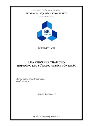 Luận văn thạc sĩ quản lý xây dựng lựa chọn nhà thầu cho hợp đồng epc sử dụng nguồn vốn khác