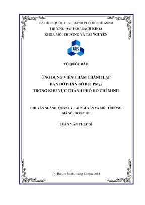 Luận văn thạc sĩ quản lý tài nguyên và môi trường ứng dụng viễn thám thành lập bản đồ phân bố bụi pm2 5 trong khu vực thành phố hồ chí minh