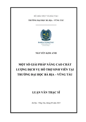 Luận văn thạc sĩ một số giải pháp nâng cao chất lượng dịch vụ hỗ trợ sinh viên tại trường đại học bà rịa vũng tàu
