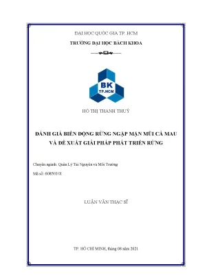 Luận văn thạc sĩ quản lý tài nguyên và môi trường đánh giá biến động rừng ngập mặn mũi cà mau và đề xuất giải pháp phát triển rừng