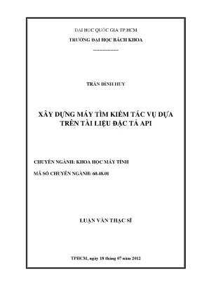Luận văn thạc sĩ khoa học máy tính xây dựng máy tìm kiếm tác vụ dựa trên tài liệu đặc tả api