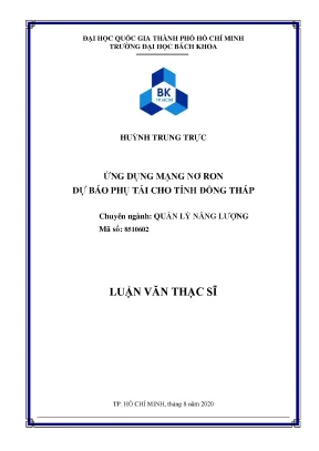 Luận văn thạc sĩ quản lý năng lượng ứng dụng mạng nơ ron dự báo phụ tải cho tỉnh đồng tháp