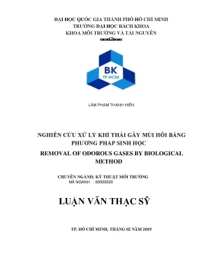 Luận văn thạc sĩ kỹ thuật môi trường nghiên cứu xử lý khí thải gây mùi hôi bằng phương pháp sinh học