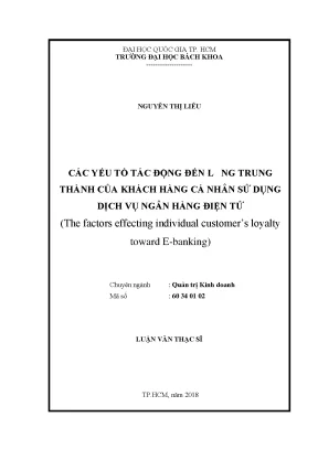 Luận văn thạc sĩ quản trị kinh doanh các yếu tố tác động đến lòng trung thành của khách hàng cá nhân sử dụng dịch vụ ngân hàng điện tử