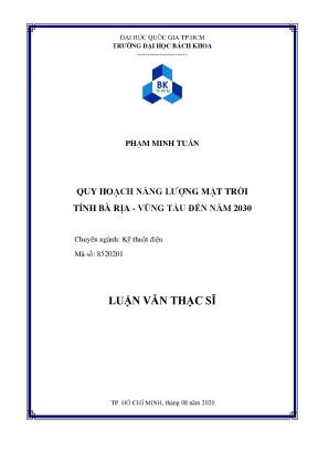 Luận văn thạc sĩ kỹ thuật điện quy hoạch năng lượng mặt trời tỉnh bà rịavũng tàu đến năm 2030