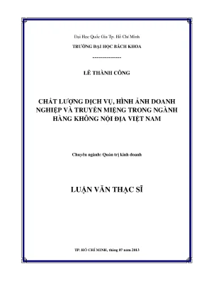 Luận văn thạc sĩ quản trị kinh doanh chất lượng dịch vụ hình ảnh doanh nghiệp và truyền miệng trong ngành hàng không nội địa việt nam