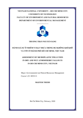 Luận văn thạc sĩ quản lý tài nguyên và môi trường assessment of microplastic pollution in dry and wet atmospheric fallouts in ho chi minh city vietnam