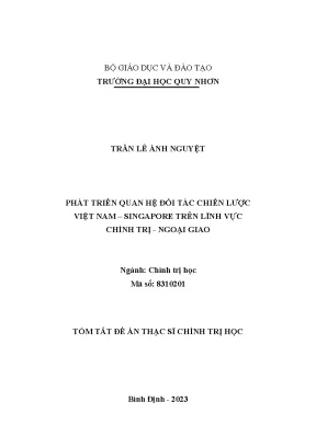 Luận văn thạc sĩ chính trị học phát triển quan hệ đối tác chiến lược việt nam singapore trên lĩnh vực chính trị ngoại giao