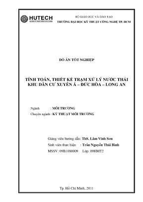 Luận văn tính toán thiết kế trạm xử lý nước thải khu dân cư xuyên á đức hòa long an
