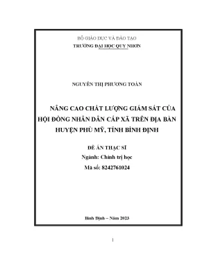 Luận văn thạc sĩ chính trị học nâng cao chất lượng giám sát của hội đồng nhân dân cấp xã trên địa bàn huyện phù mỹ tỉnh bình định