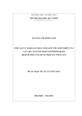 Luận văn thạc sĩ vật lý chất rắn chế tạo và khảo sát khả năng hấp thụ sinh nhiệt của vật liệu titanniumoxynitridetion định hướng ứng dụng phơi sấy nông sản