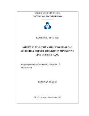 Luận văn thạc sĩ hệ thống thông tin quản lý nghiên cứu và triển khai ứng dụng các mô hình lý thuyết trong data mining vào lĩnh vực nhà hàng