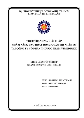 Luận văn thực trạng và giải pháp nhằm nâng cao hoạt động quản trị nhân sự tại công ty cổ phần y dược phẩm vimedimex