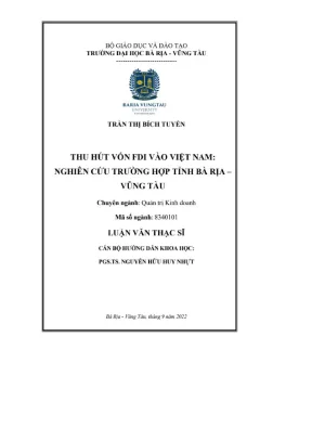 Luận văn thạc sĩ thu hút vốn fdi vào việt nam nghiên cứu trường hợp tỉnh bà rịa vũng tàu