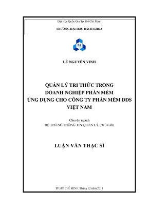 Luận văn thạc sĩ hệ thống thông tin quản lý quản lý tri thức trong doanh nghiệp phần mềm ứng dụng cho công ty phần mềm dds việt nam