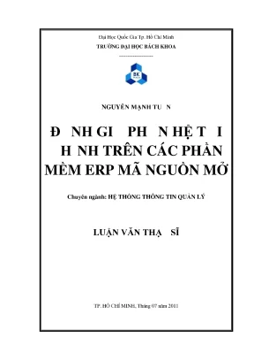 Luận văn thạc sĩ hệ thống thông tin quản lý đánh giá phân hệ tài chính trên các phần mềm erp mã nguồn mở