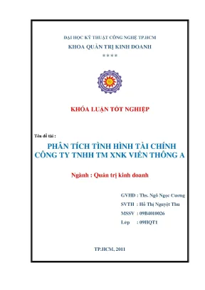 Luận văn phân tích tình hình tài chính công ty tnhh tm xnk viễn thông a