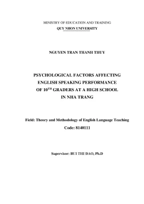 Luận văn thạc sĩ lý thuyết và phương pháp giảng dạy tiếng anh psychological factors affecting english speaking performance of 10th graders at a high school in nha trang
