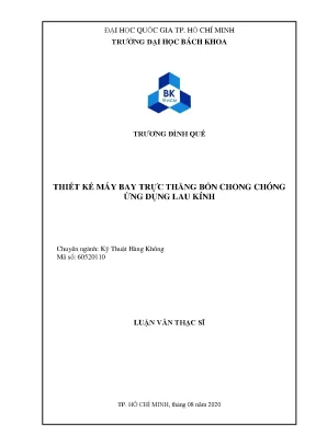 Luận văn thạc sĩ kỹ thuật hàng không thiết kế máy bay trực thăng bốn chong chóng ứng dụng lau kính